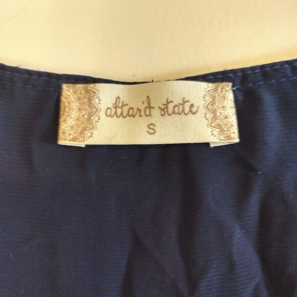 Altar'd State Navy Blue Minimalist Boho Babydoll Top S Crochet Festival Y2K - Picture 6 of 9